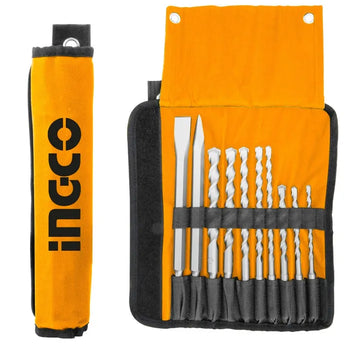 INGCO AKD2101 10pcs Hammer Drill Dits and Chisels Set