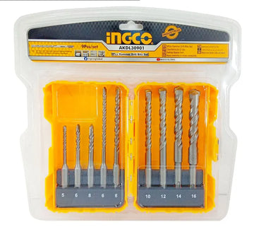 INGCO AKDL30901 9pcs SDS Plus Hammer Drill Bits Set