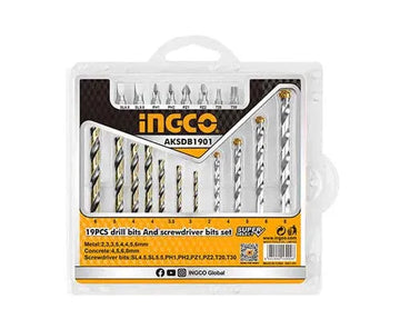 INGCO AKSDB1901 19PCS Drill Bits & Screwdriver Bits Set