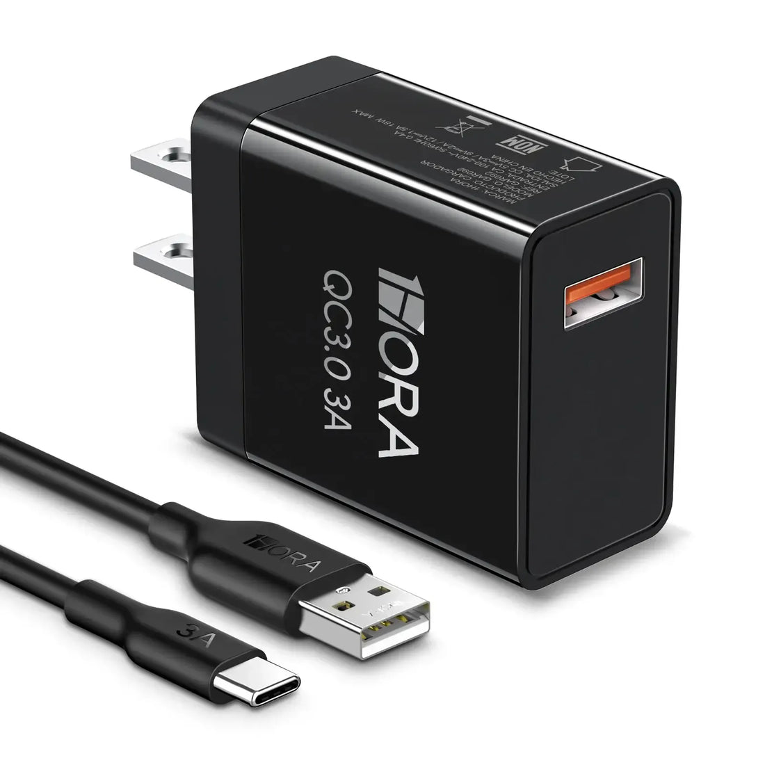 1HORA Fast Charger 18W 1U with USB to Type-C Cable