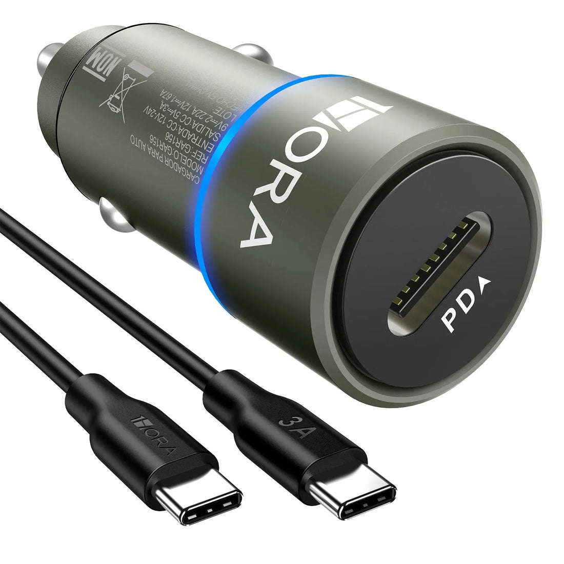 1Hora GAR156 Fast Car Charger USB C PD