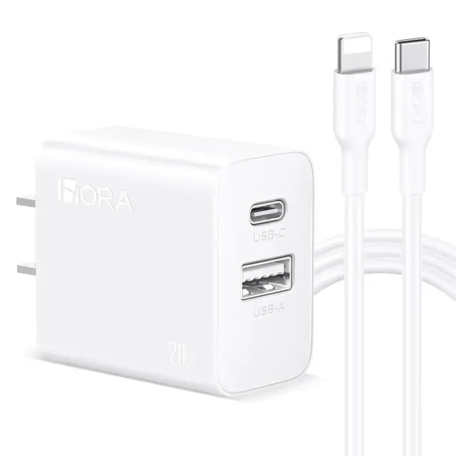 1HORA GAR163B 20W Charger Dual U+C（US) Black +Lighting Cable