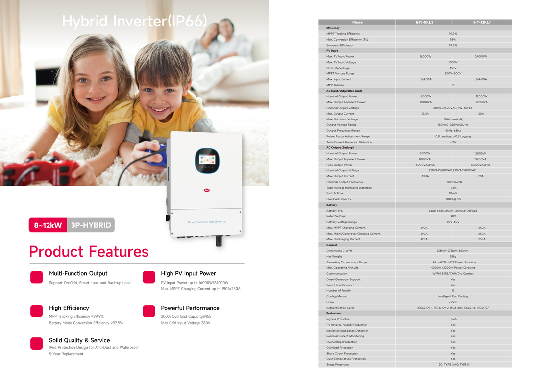 Itel 12KW IP66 3P Hybrid Solar Inverter