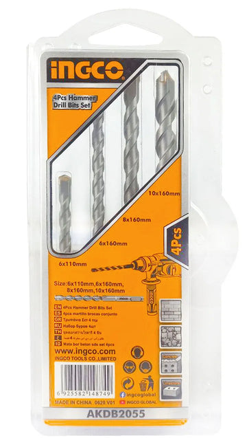 INGCO AKDB2055 4PCS Hammer Drill Bits Set