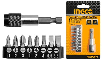 INGCO AKSD0071 9pcs Screwdriver Bits Set